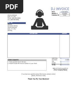 dj invoice template pdf payments accounting