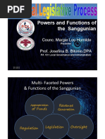 Powers and Functions of The Sanggunian: Counc. Margie Lou Humilde Prof. Josefina B. Bitonio, DPA