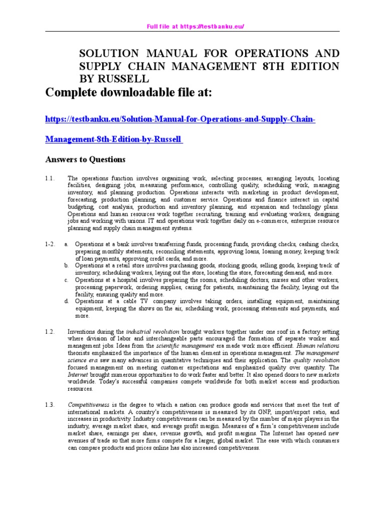 Solution Manual for Supply Chain Management | PDF | Inventory | Retail
