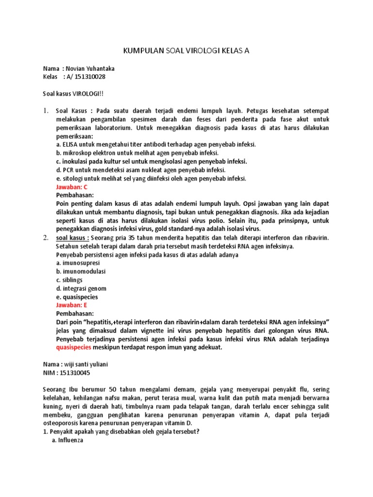 Soal Kasus Virologi Kelas A