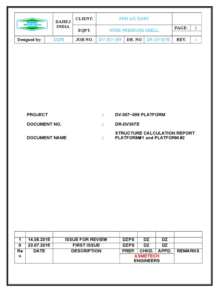 Structural Calculation Report for Platforms | PDF | Structural Load ...