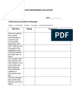 Employee Performance Evaluation Template For Manager