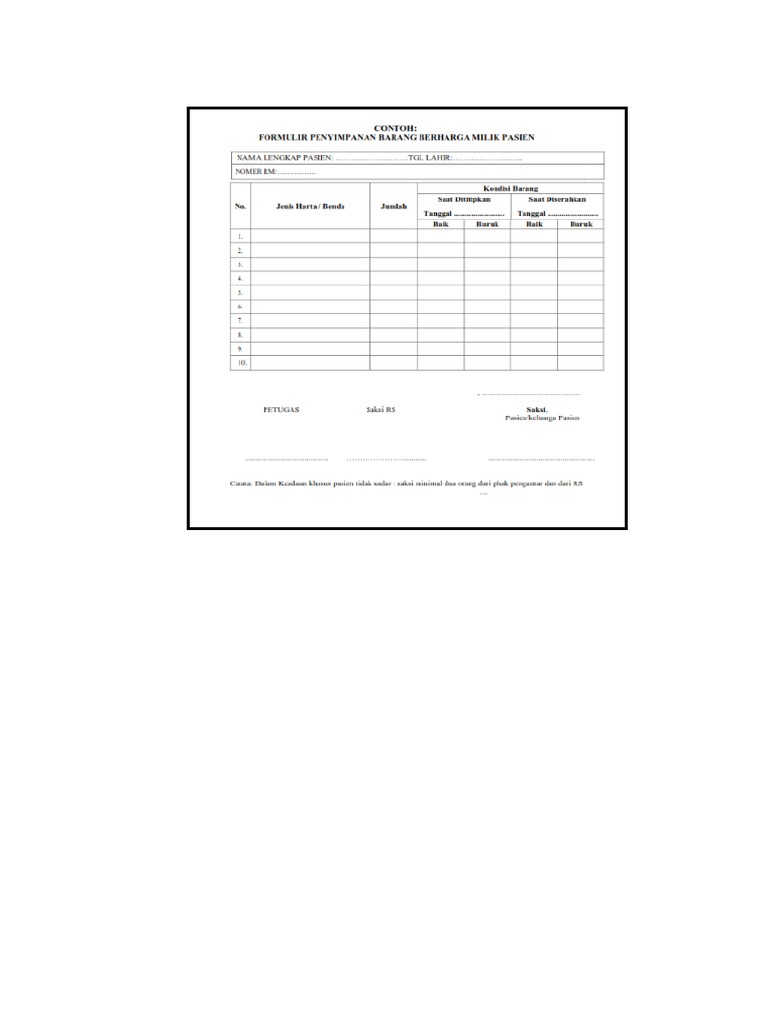 Contoh Form Penyimpanan Barang | PDF