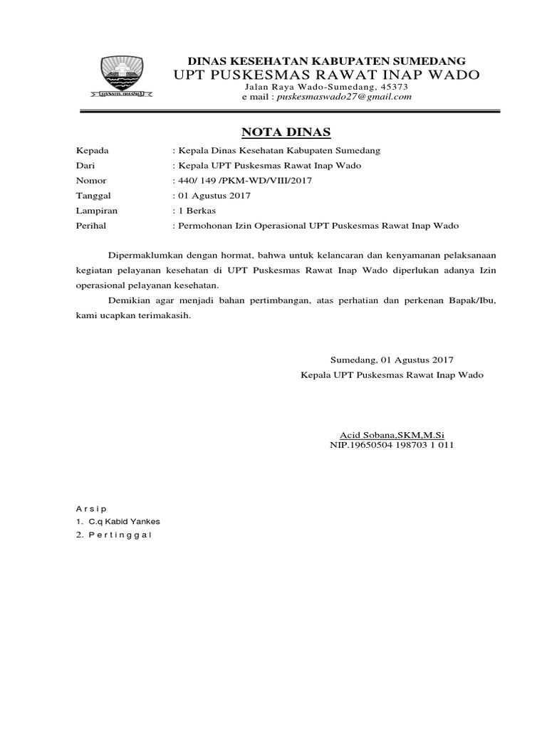 Contoh Surat Memo Dan Nota Dinas Nusagates