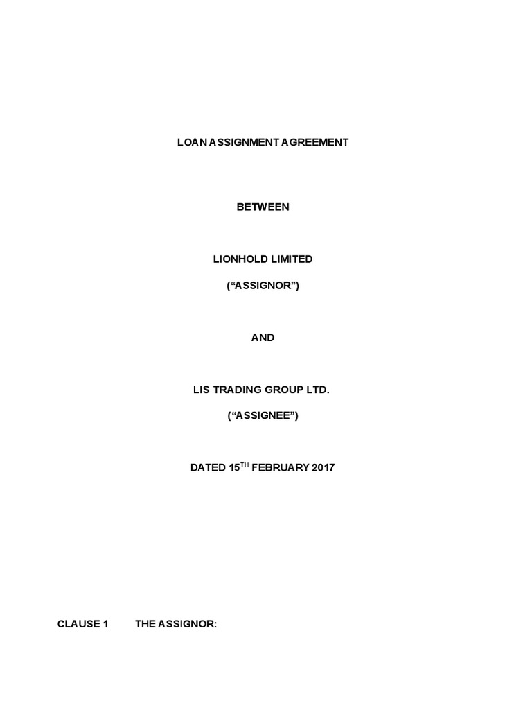 Loan Assignment Agreement Template (Debtor Change) | PDF | Assignment ...
