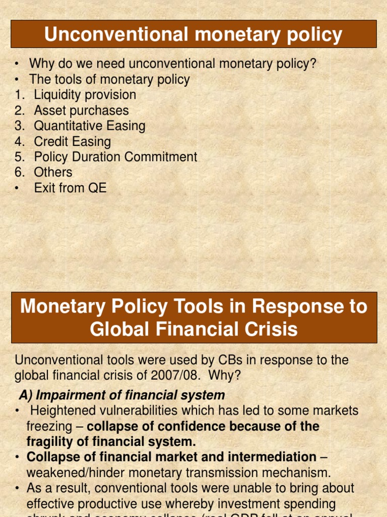 Unconventional Monetary Policy Tools | PDF | Quantitative Easing | Monetary  Policy