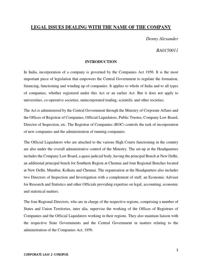 Legal Requirements and Procedures for Naming and Changing the Name of a