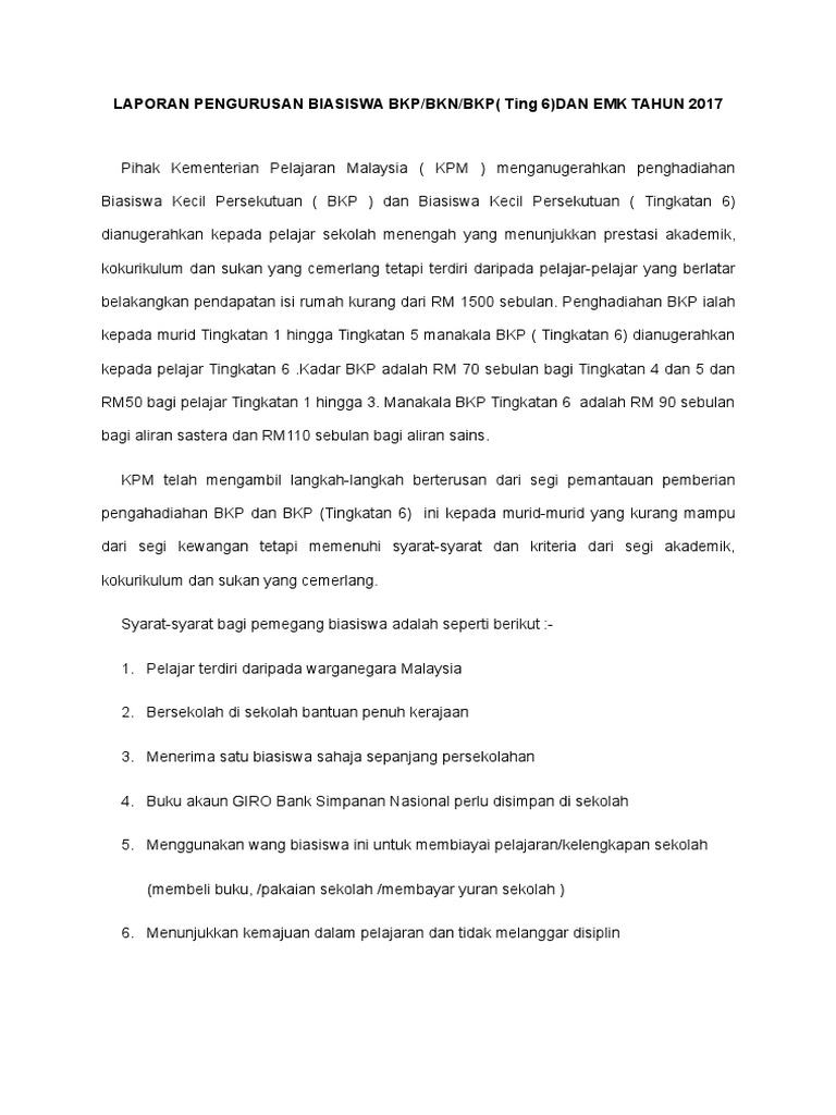 Laporan Pengurusan Biasiswa 2017 Bkp Pdf