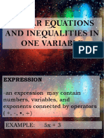 Linear Equations and Inequalities in One Variable
