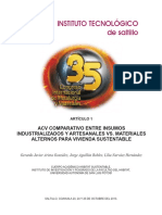 ACV Comparativo Entre Insumos Industrializados y Artesanales vs. Materiales Alternos para Vivienda Sustentable