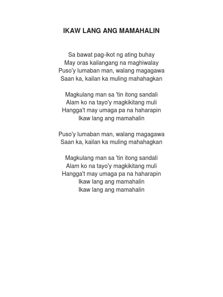 Ikaw Lang Ang Mamahalin Pdf