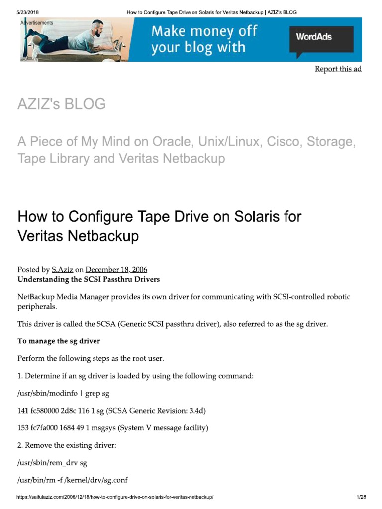 How To Configure Tape Drive On Solaris For Veritas Netbackup AZIZ's