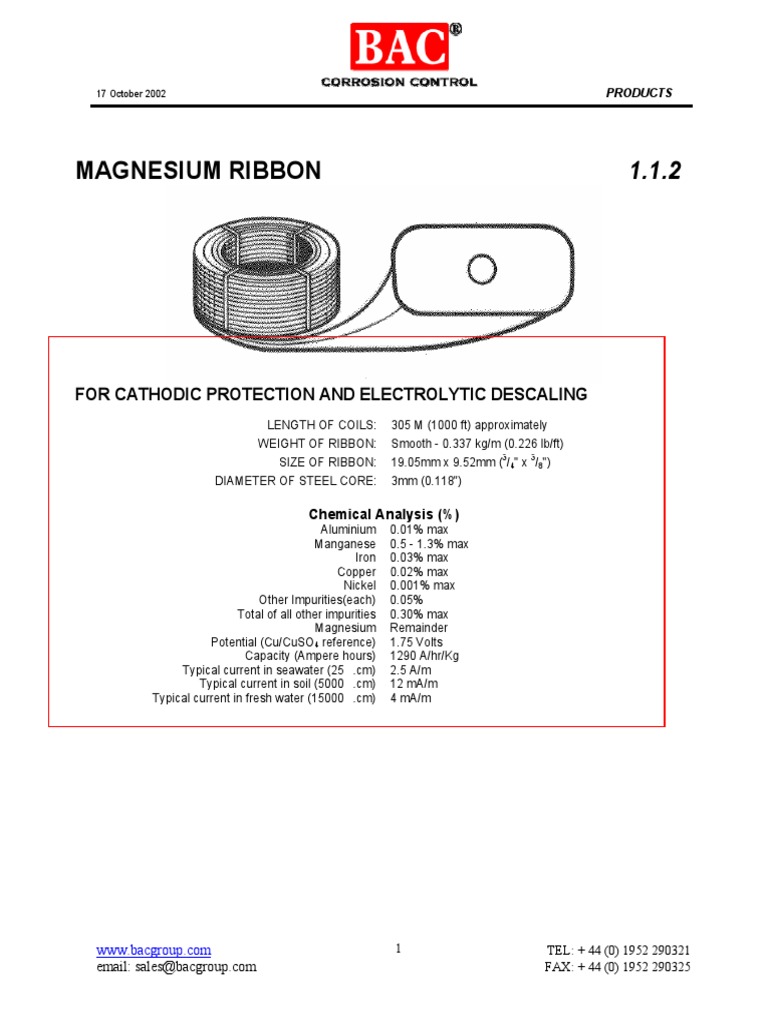 Magnesium Ribbon for Cathodic Protection | PDF