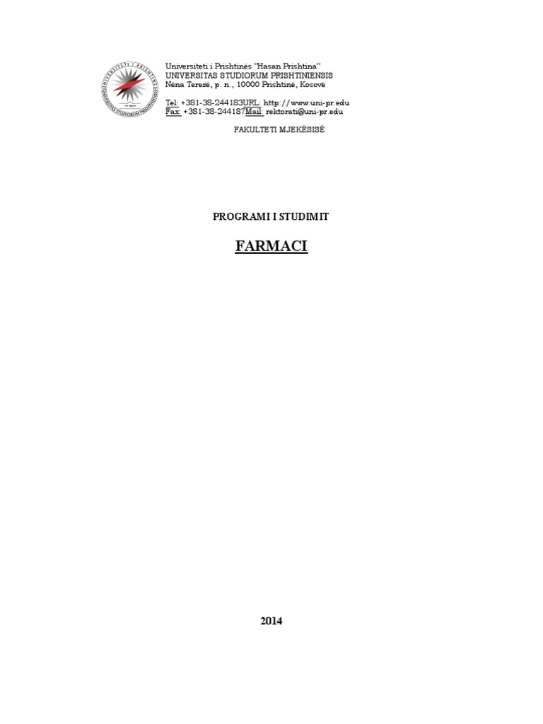 FARMACI Programi I Studimeve 2010 FINALE PDF | PDF