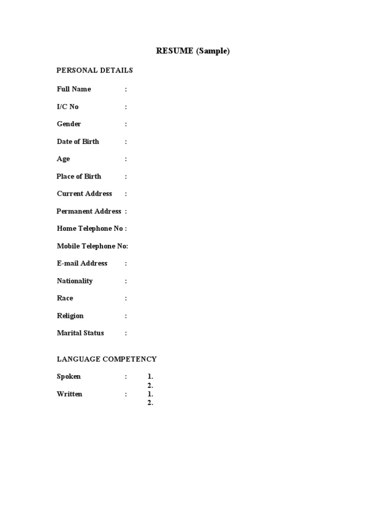 Sample Resume Format Guide | PDF
