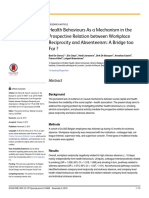 Health Behaviours As A Mechanism in The Prospective Relation Between Workplace Reciprocity and Absenteeism: A Bridge Too Far ?