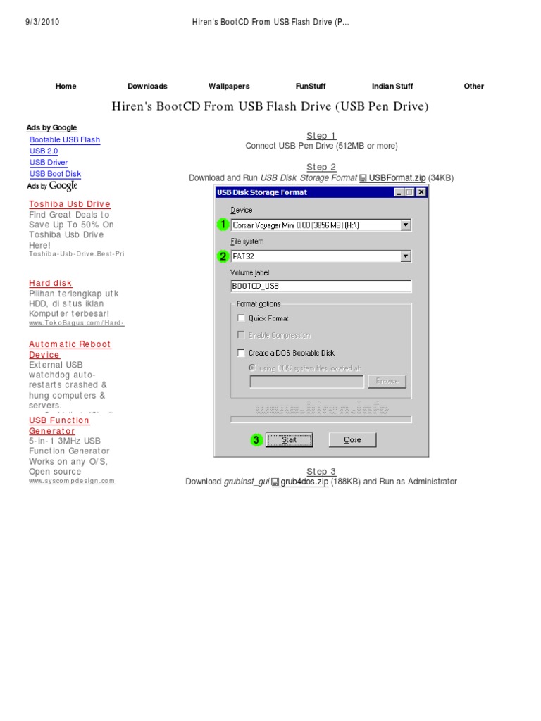 Hiren's BootCD From USB Flash Drive (Pen Drive) WWW Hiren Download Free PDF Usb Flash