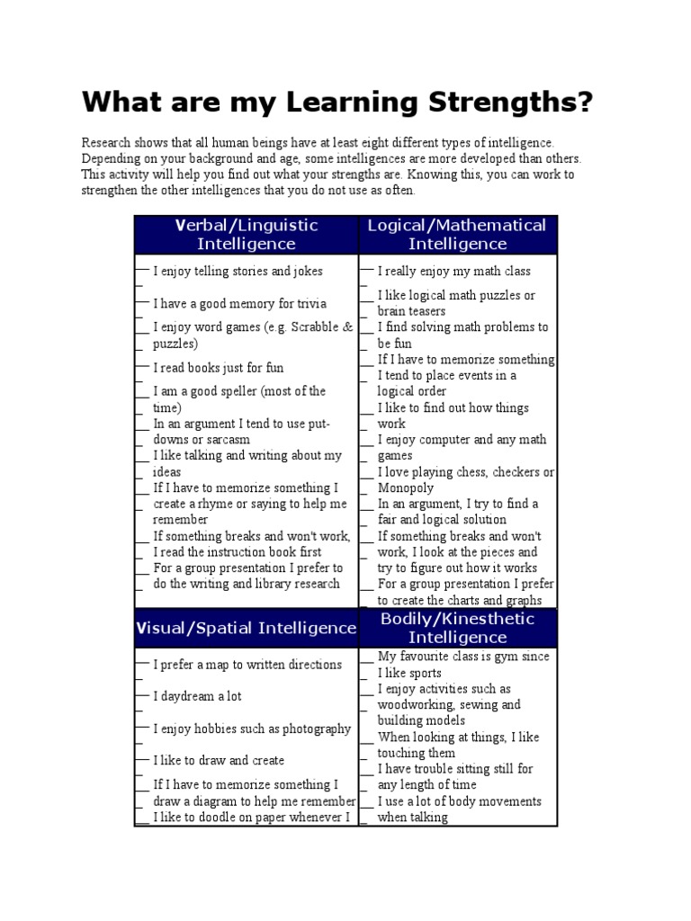 What Are My Learning Strengths | PDF | Business