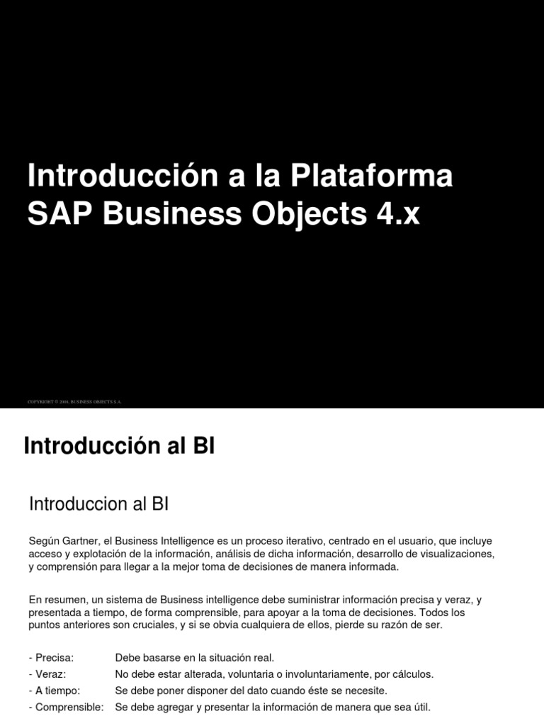 Introducción A La Plataforma SAP Business Objects 4.x | PDF | Sap Se ...