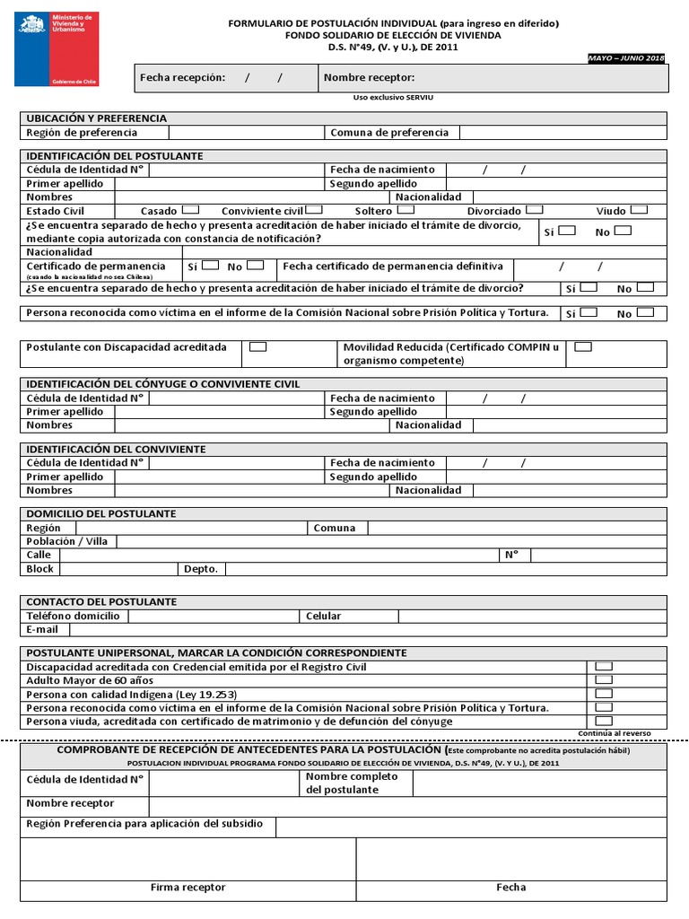 Formulario de Postulacion Individual Fsev | PDF | Reclutamiento | Bombero