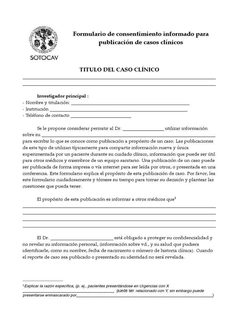 Consentimiento Informado Para Publicación de Caso Versíon Definitiva (1) Consentimiento