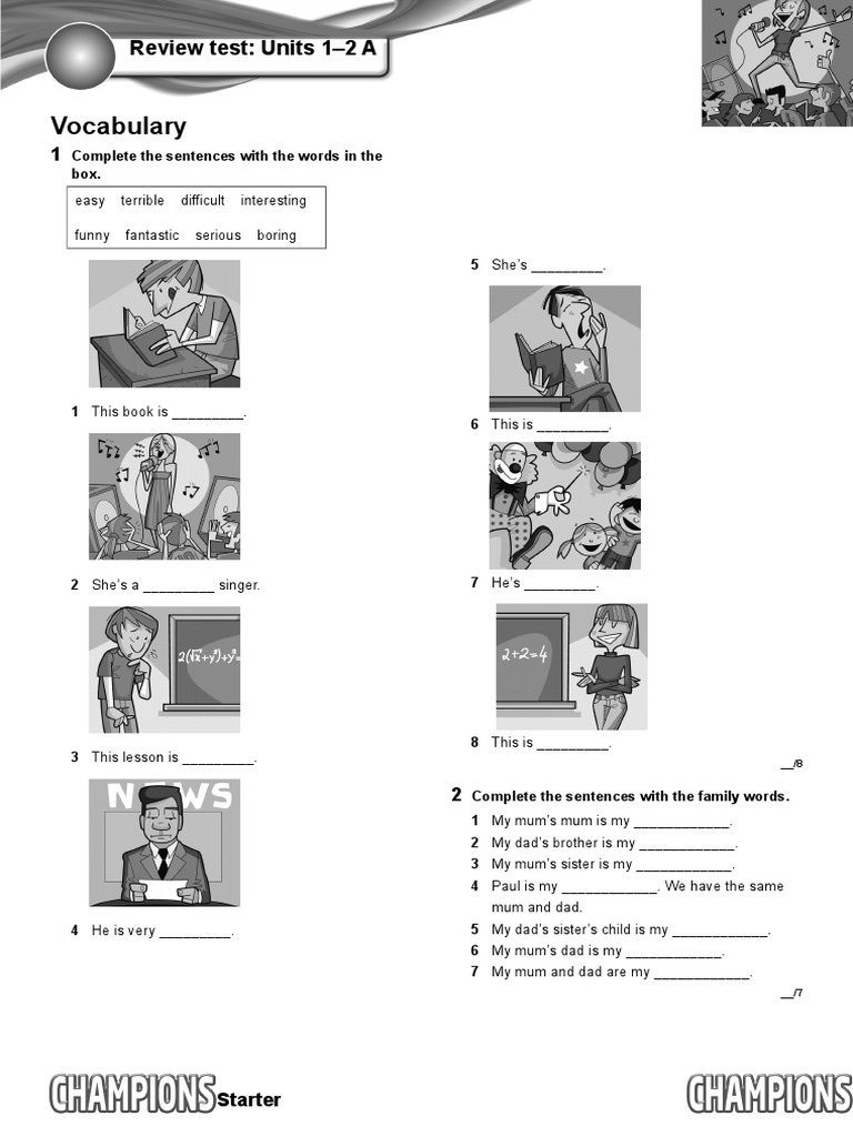 Champions Starter Review Test Units 1-2 A | PDF | Behavior Modification ...