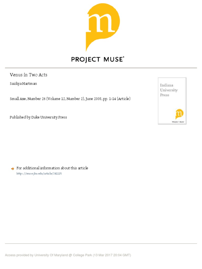 Vénus in Two Acts PDF Slavery