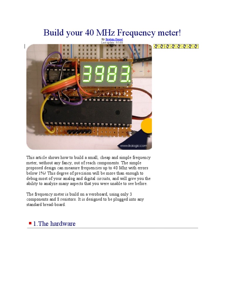 Build a 40 MHz Frequency Meter | PDF | Frequency | Power Supply