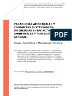 Paradigmas Ambientales y Conductas Sustentables Diferencias Entre Activistas Ambiental - Geiger, Sonja Maria y Mozobancyk, SCH (..) (2011)