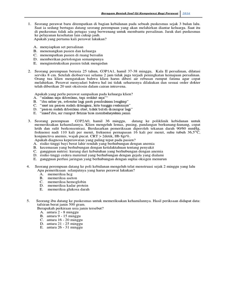 Contoh Soal Uji Kompetensi Kesehatan Masyarakat 2016 Pdf