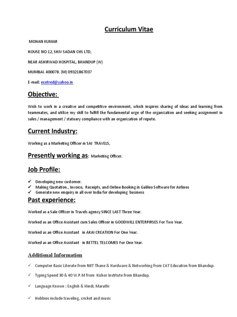 Current curriculum vitae cv picture