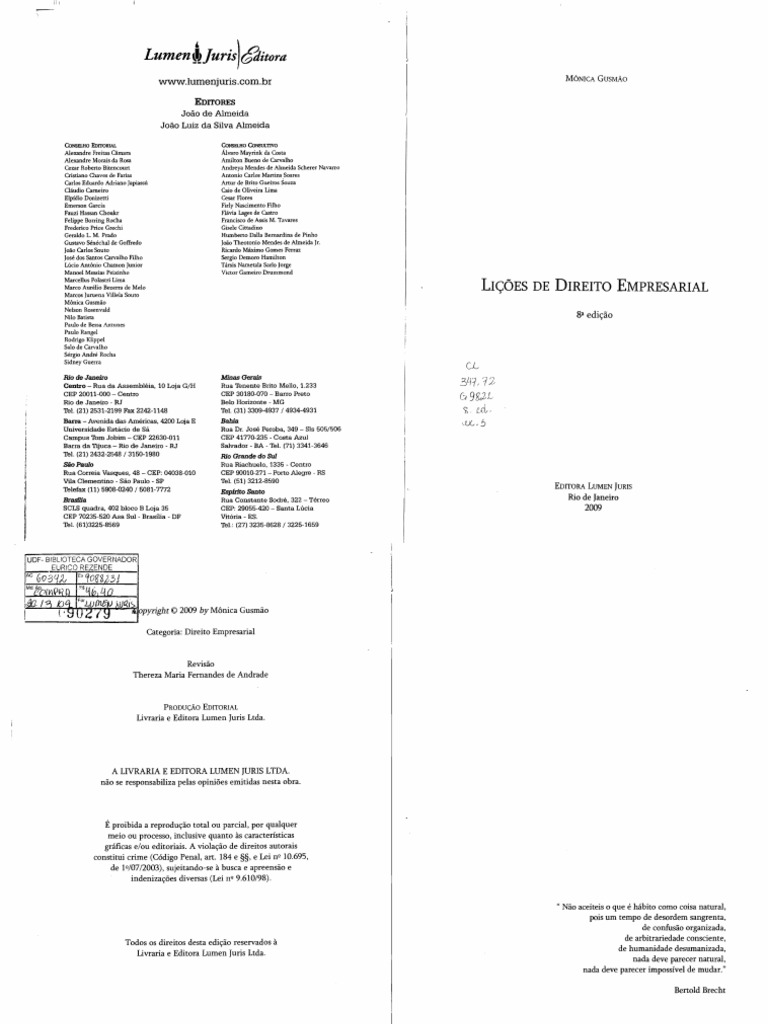 Monica Gusmao Licoes De Direito Empresarial 8ª Edicao Pdf Comercio Empresas