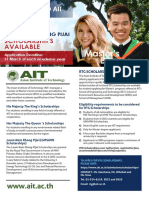AIT Master's Scholarships Application Deadline 31 March