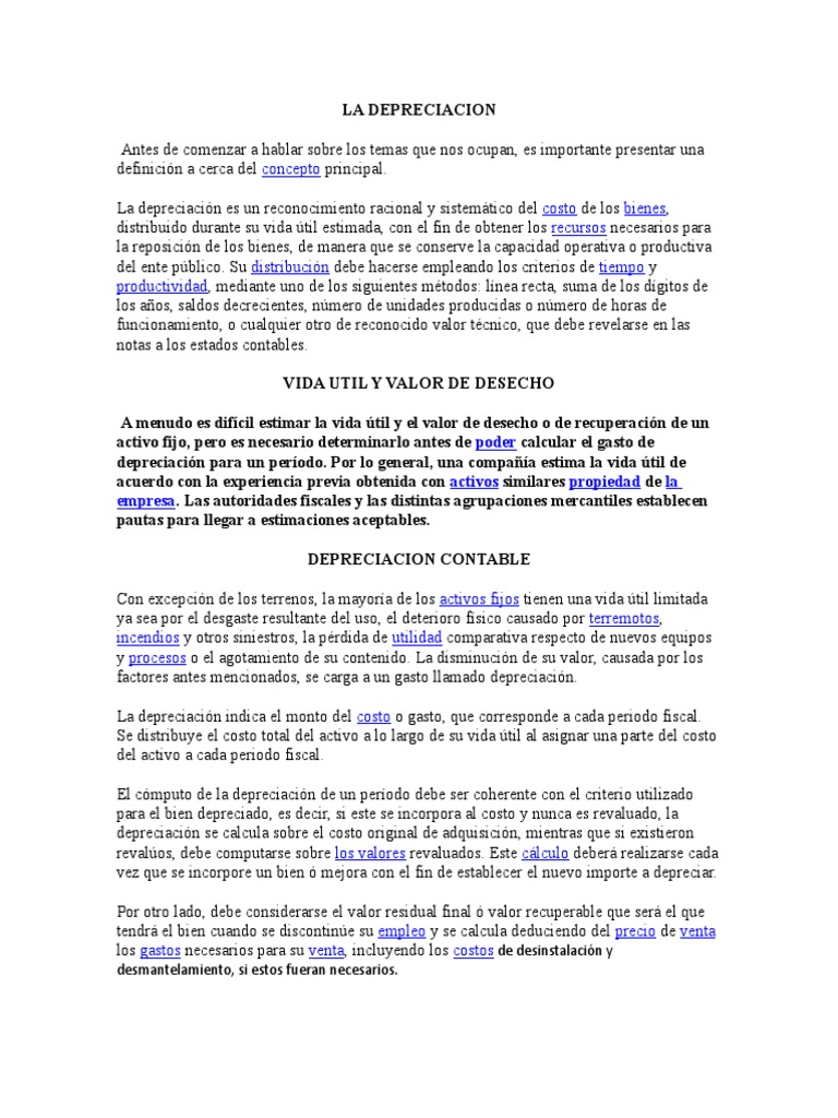 La Depreciacion. | PDF | Depreciación | Contabilidad financiera