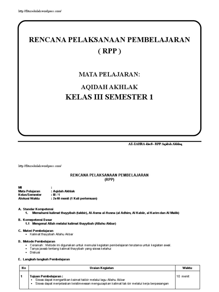 Aqidah Akhlaq Kelas 3