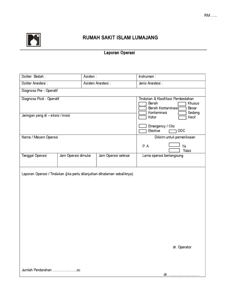 Formulir Laporan Operasi Revisi