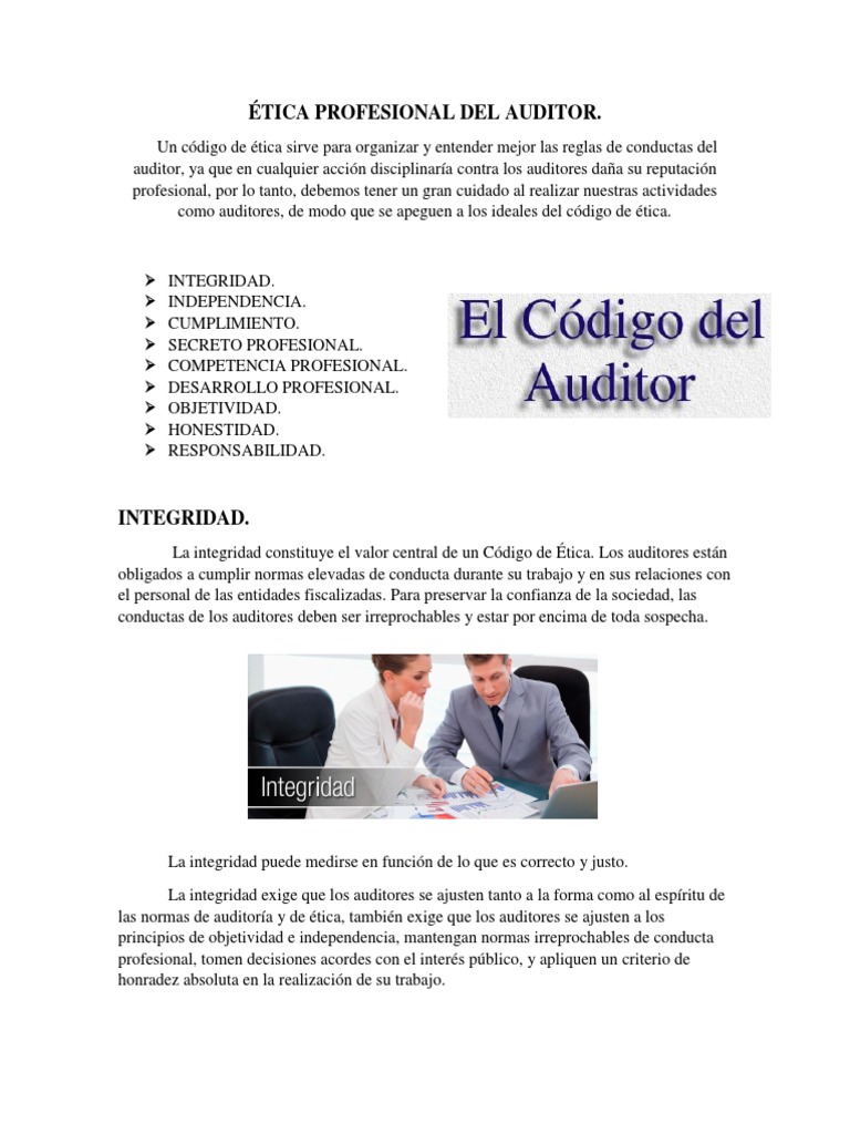 Código de Ética del Auditor Profesional | PDF | Contralor | Comportamiento