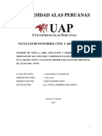 Informe de Visita A Obra Aplicación y Mejoramiento de Los Servicios de Agua Potable y Disposicion Sanitaria de Excretas en La Micro Cuenca Yanamayo