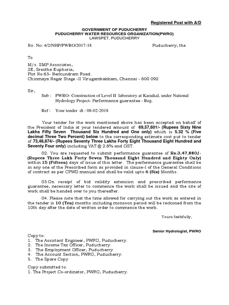Performance Guarantee for NHP Project | PDF