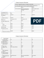 College Comparision Worksheet