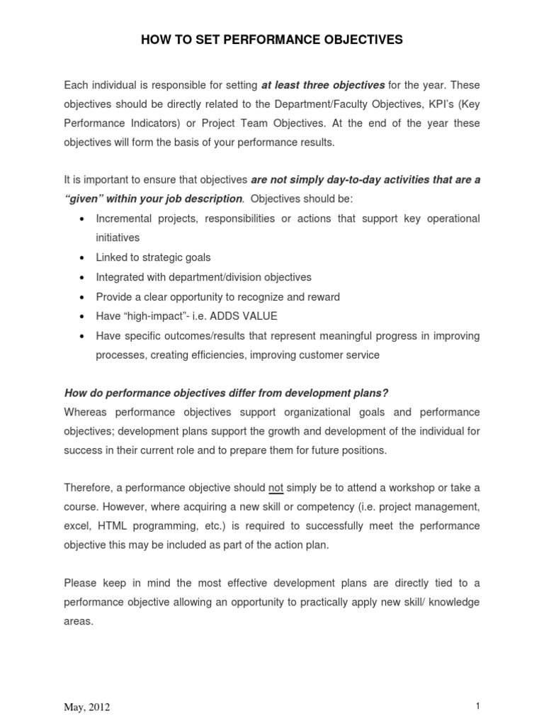 HRLinc How To Set Performance Objectives 1 73 | PDF | Performance ...