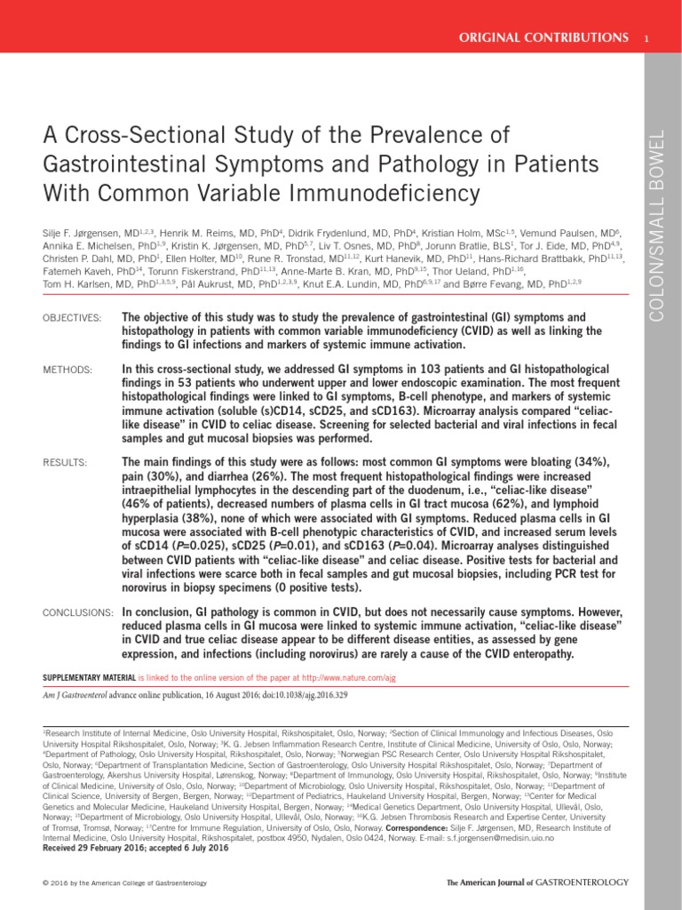 A Cross-Sectional Study of The Prevalence of | PDF | Gastrointestinal ...