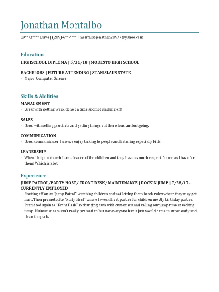 Jonathan Montalbo's Resume Summary | PDF | Social Science