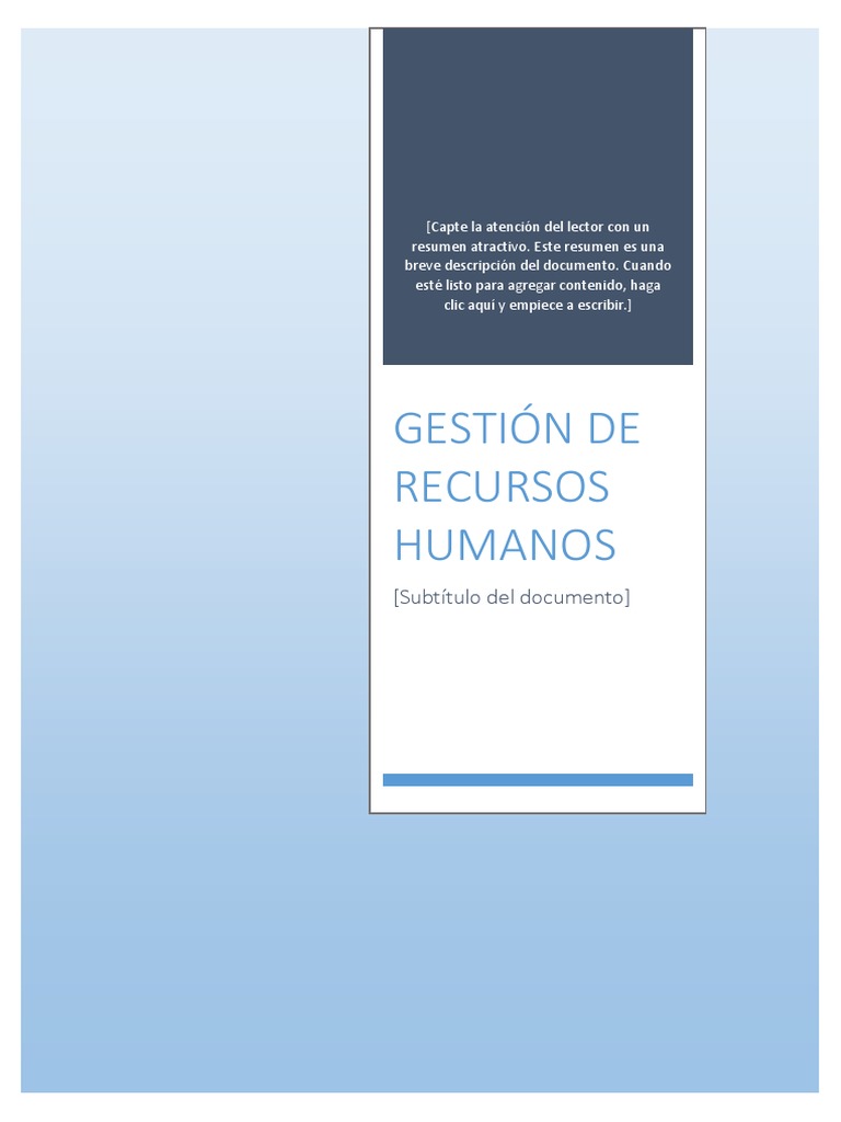 Gestion RRHH | PDF | Gestión de recursos humanos | Planificación