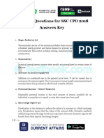 Expected Questions For SSC CPO 2018 Answers Key