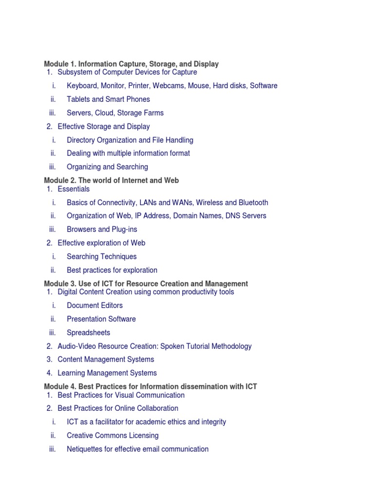 ICT Course: Capture, Storage, and Web Skills | PDF | Art | Technology ...