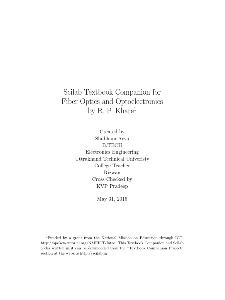 Fiber Optics and Optoelectronics R. P. Khare PDF Optical Fiber