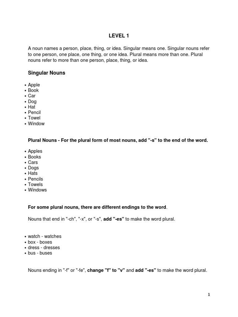 Understanding Nouns and Verbs | PDF | Grammatical Number | Plural