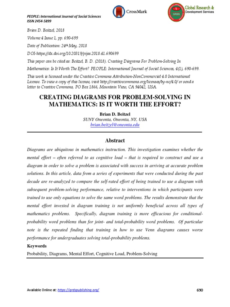 Creating Diagrams For Problem-Solving in Mathematics - Is It Worth The
