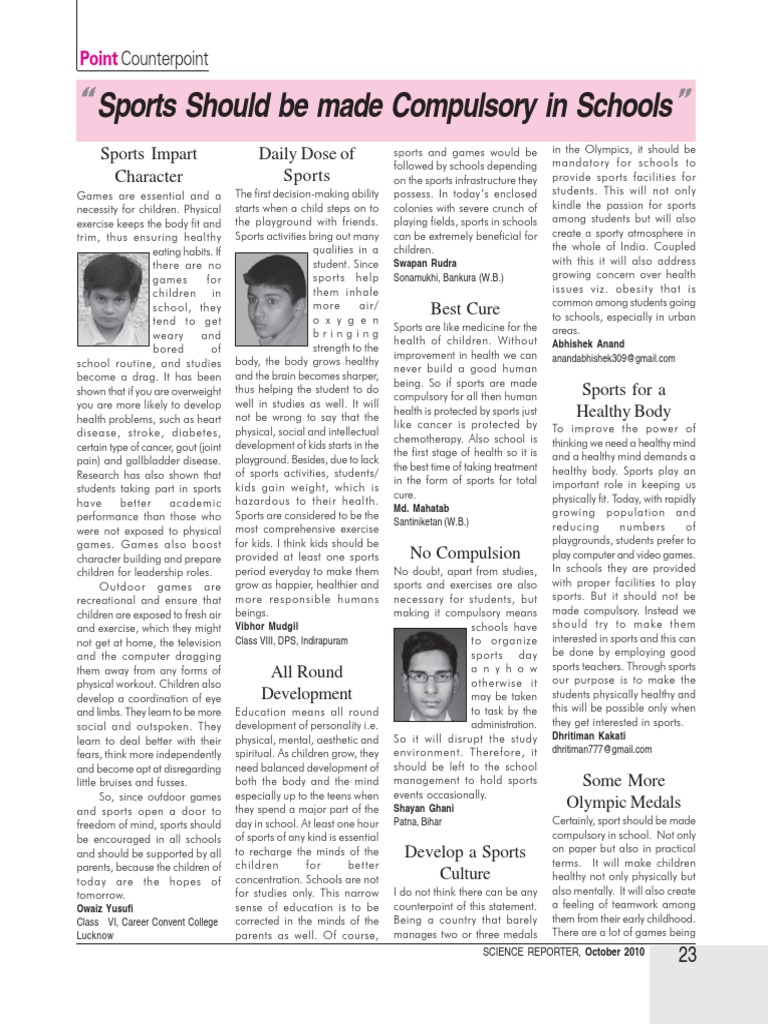 🎉 Should sports be compulsory in schools essay. Sport Should Not Be